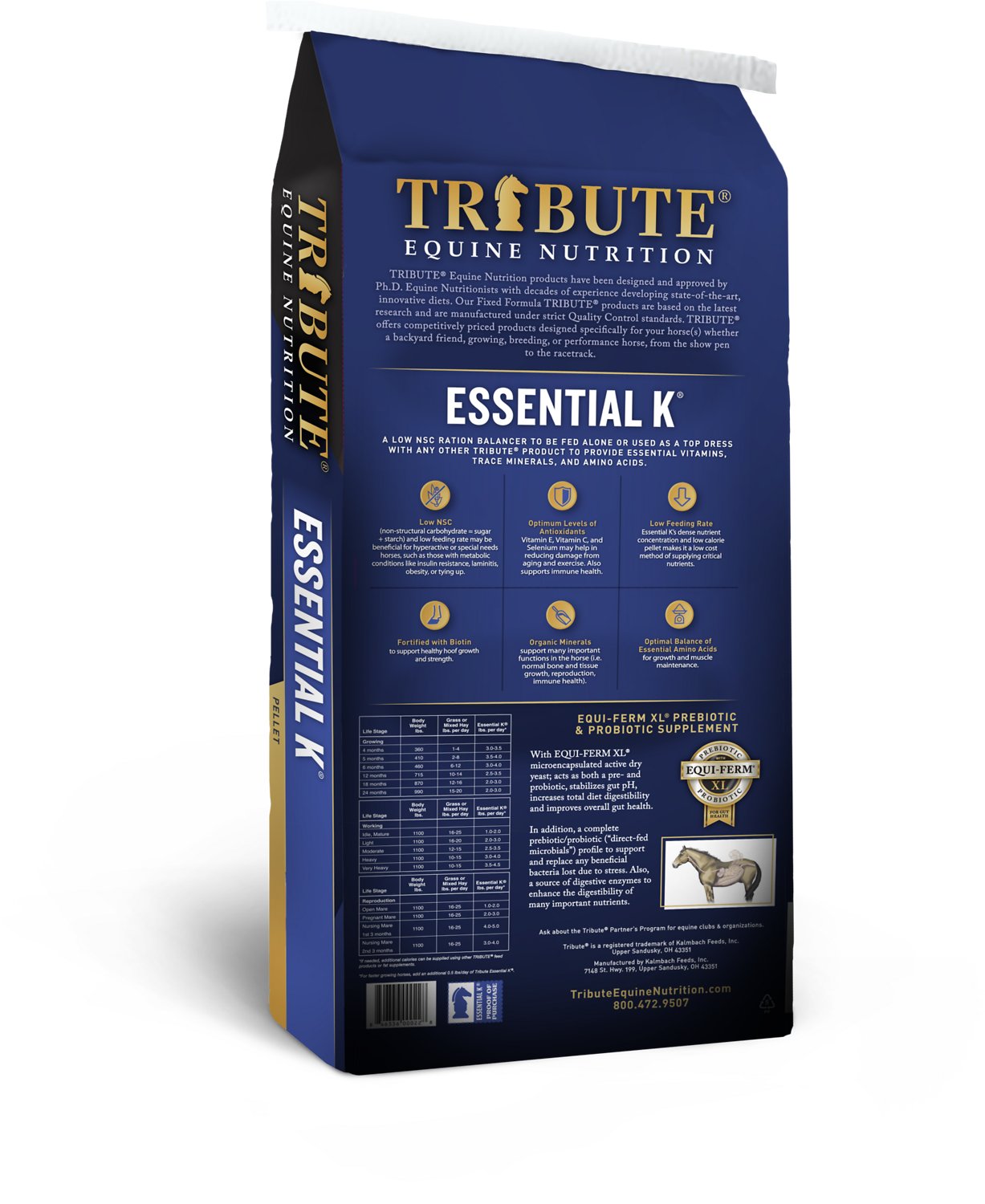 Tribute Equine Nutrition Essential K LowNSC Horse Feed Excel Animals